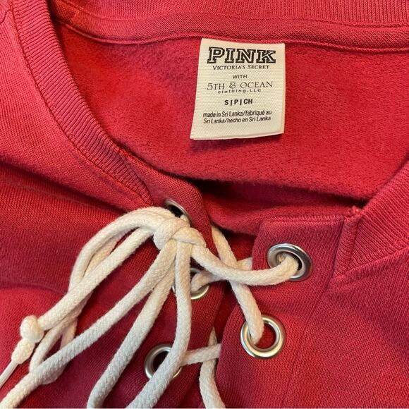 Pink Victorias Secret University of Minnesota Lace Up Oversized Sweatshirt Top S - Picture 9 of 11